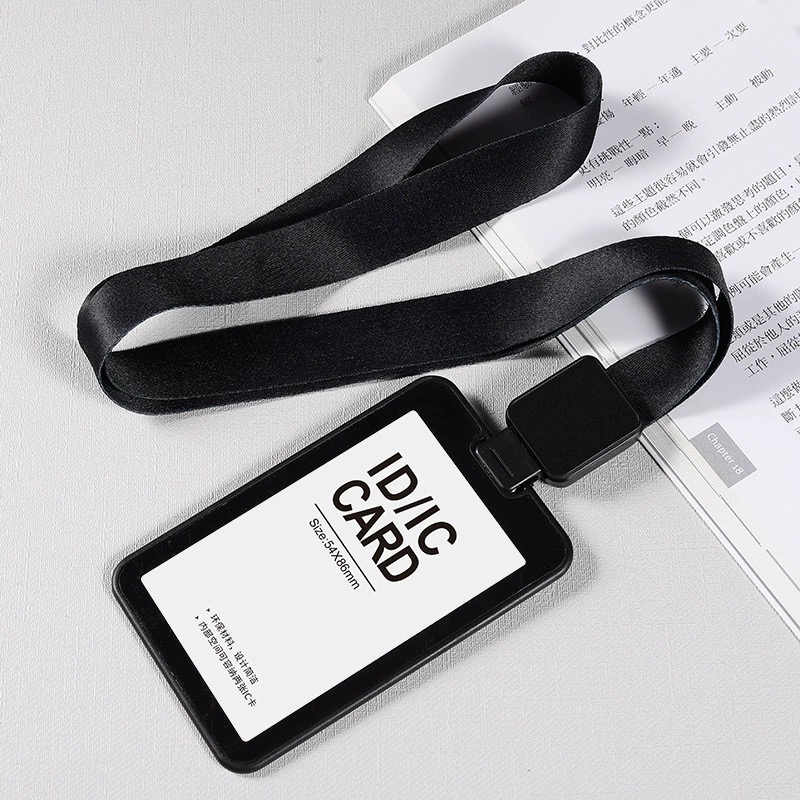 全面屏黑色塑料硬工牌卡套双面双卡可定制logo颜色工作门禁证件卡
