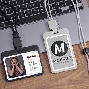 新款双面透明可伸缩卡套圆绳员工卡身份识别卡伸缩胸卡牌证件卡