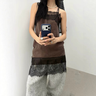 韩国风蕾丝拼接吊带连衣裙女无袖叠穿百搭显瘦文艺风