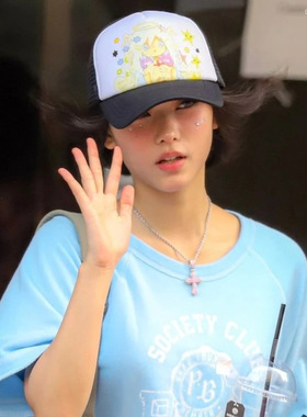 韩国小众新款 NewJeans同款 甜酷嘻哈个性十字架彩钻