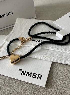 新版韩国小众 NUMBERING  feve_r同款麻绳锁骨爱心项链