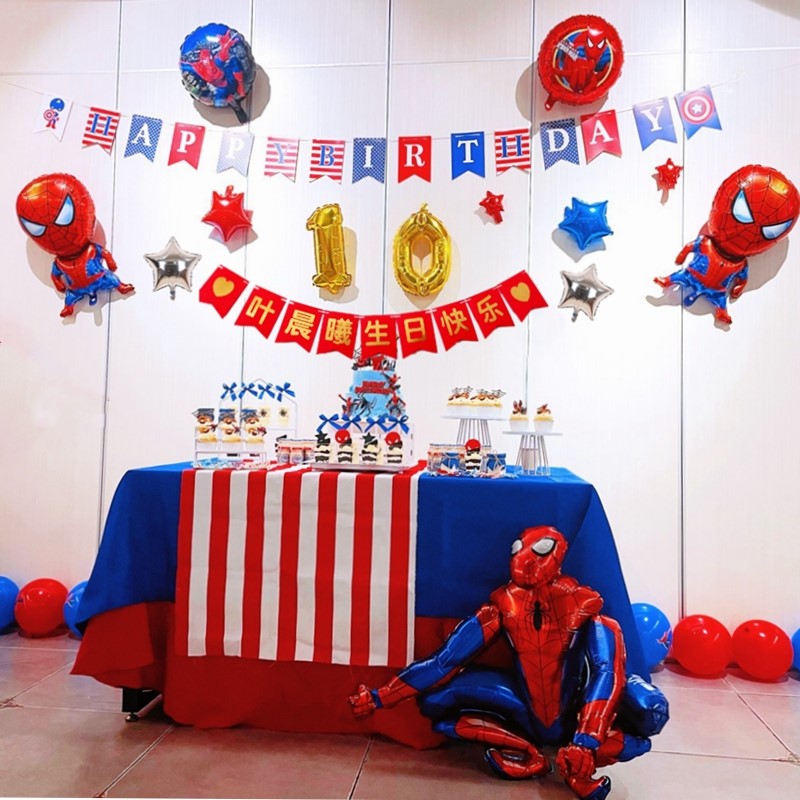 蜘蛛侠主题生日会场布置甜品拉旗