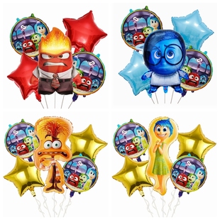 头脑特工队主题卡通铝膜组合星星气球优优焦焦乐乐人物造型圆气球