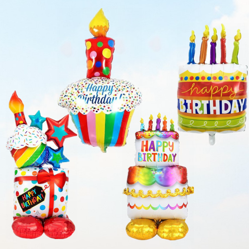 彩色条纹蜡烛蛋糕铝膜气球 生日快乐波点蛋糕气球可站立 派对布置,节庆用品/礼品,气球,淘宝优惠券,粉丝福利购,淘宝优惠卷