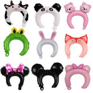 圣诞元旦节卡通发箍铝膜气球米奇米妮兔耳朵头饰孩子生日装饰布置