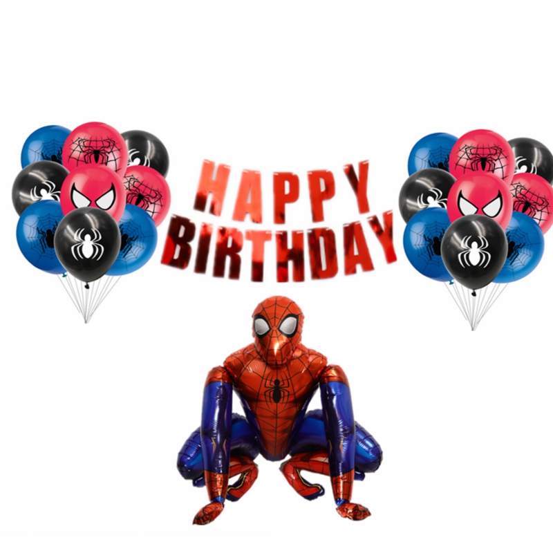蜘蛛侠主题男孩卡通气球拉旗英雄