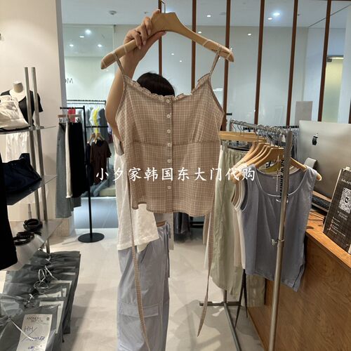 一件包邮 小夕韩国东大门代购ANDMORE BUTTON 26夏女吊带背心