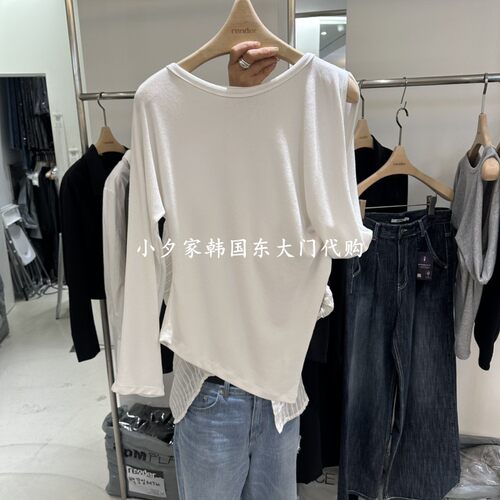 一件包邮 小夕韩国东大门代购RENDER 26秋女装新品不规则长袖 T恤