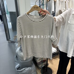 一件包邮 小夕韩国东大门代购M.G.N 26夏款女装新品 条纹短袖T恤