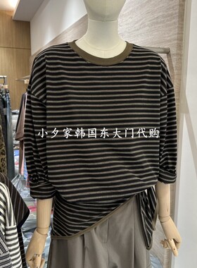 一件包邮 小夕韩国东大门代购 26秋季女装时尚新百搭条纹长袖T恤