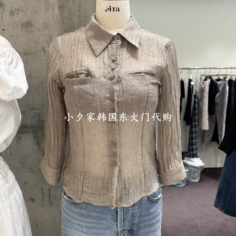 一件包邮 小夕韩国东大门代购 26夏女装新品时尚修身防晒衬衫T恤