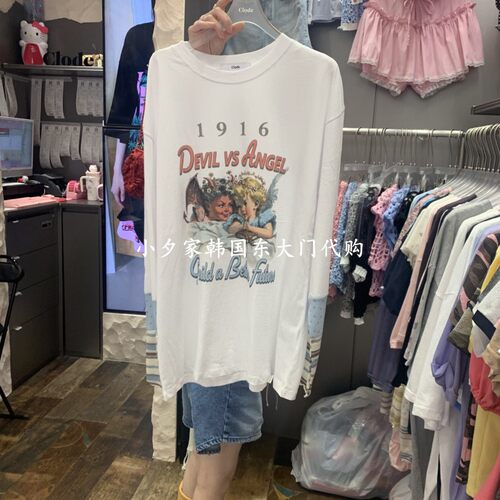 一件包邮 小夕韩国东大门代购 CLODE 26夏季新品女装印花长袖 T恤