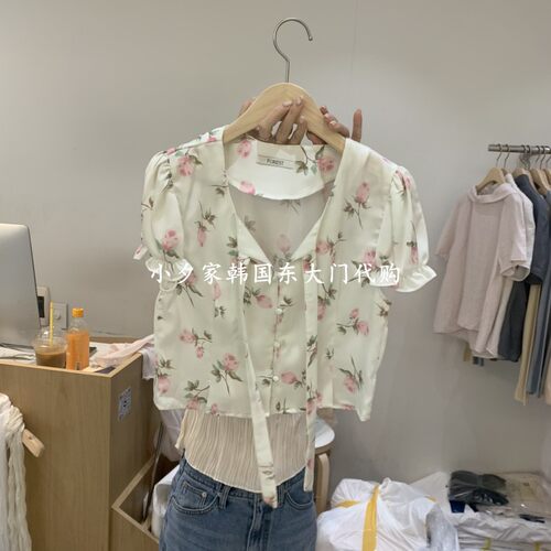 一件包邮 小夕韩国东大门代购FOREST 26夏款女装新品碎花衬衫 T恤