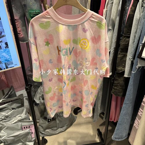 一件包邮 小夕韩国东大门代购ANNA-P 26夏女装新品 涂鸦短袖T恤