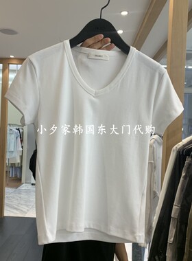 一件包邮 小夕韩国东大门代购 OBJECT26夏女装新低领纯色短袖 T恤