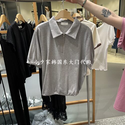一件包邮 小夕韩国东大门代购 SOF26夏女装新品纯色翻领短袖 T恤
