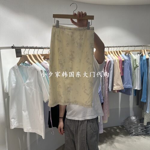 一件包邮韩国东大门代购 26夏ROOM K 气质碎花开叉半身裙