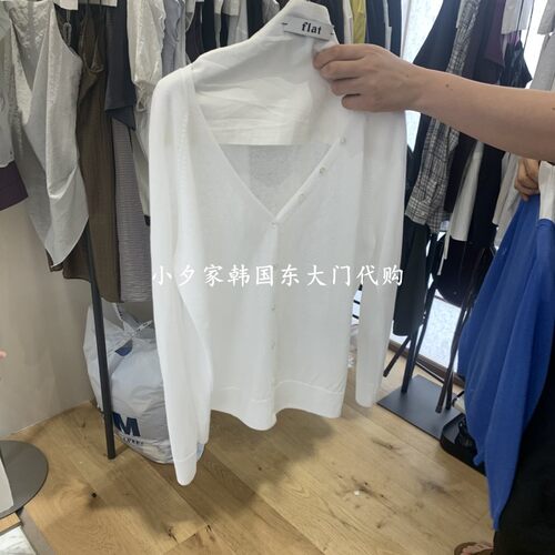 一件包邮 小夕韩国东大门代购FLAT 26夏款女装纯色不规则扣子开衫