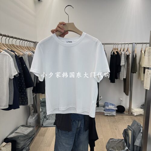 一件包邮 小夕韩国东大门代购LTMS 26夏女装新品纯色圆领短袖 T恤