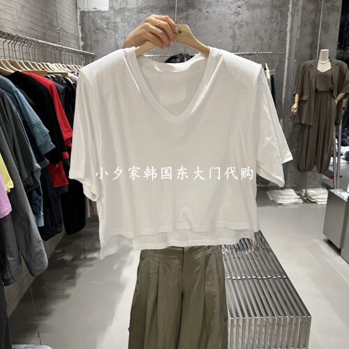 一件包邮 小夕韩国东大门代购 JUNI26夏女装新品V领简约短袖 T恤