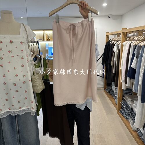 一件包邮 小夕韩国东大门代购ROUNDER 26夏款新女抽绳收腰半身裙