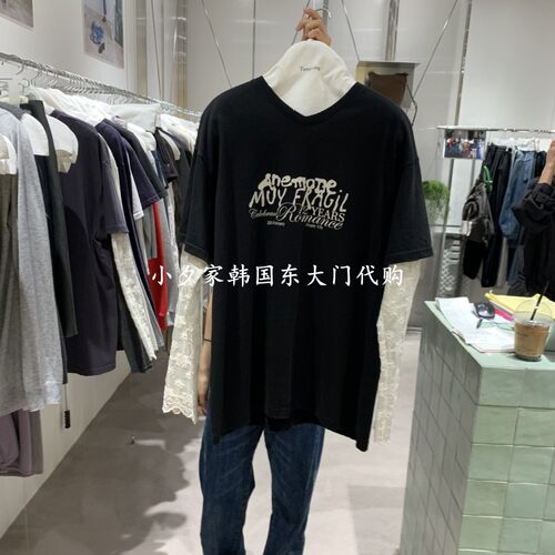 一件包邮 小夕韩国东大门代购TEMPTING26秋女时尚假两件长袖T恤