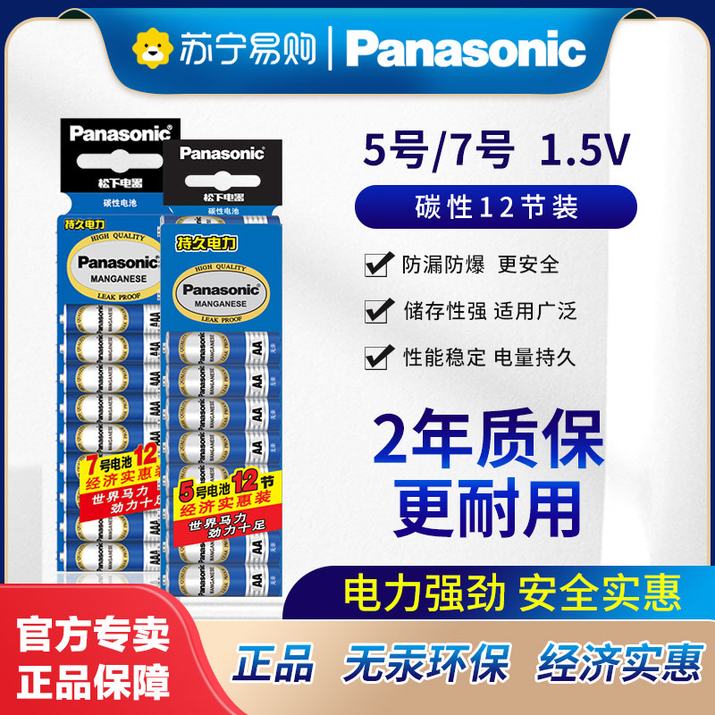 松下正品大号1号2号5号7号9V碳性干电池适用于玩具遥控器挂钟万用表体重秤煤气灶燃气热水器 官方旗舰店119 3C数码配件 普通干电池 原图主图