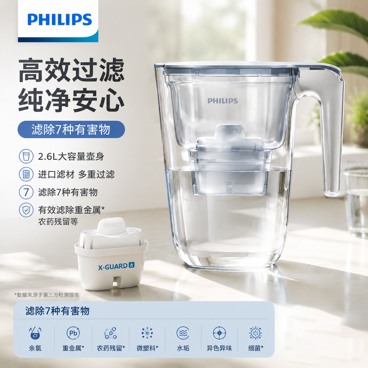 飞利浦419净水壶家用厨房自来水过滤器滤水杯自来水净水壶AWP2811