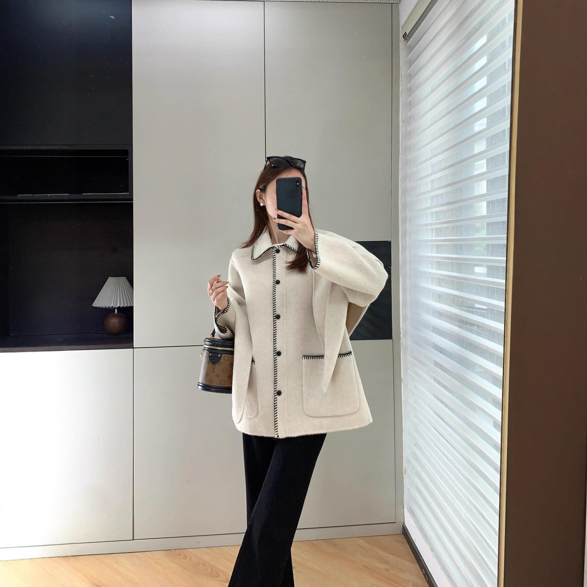 吴千语同款~er*翻领大衣毛呢可拆卸披肩温柔氛围感秋冬女G110728