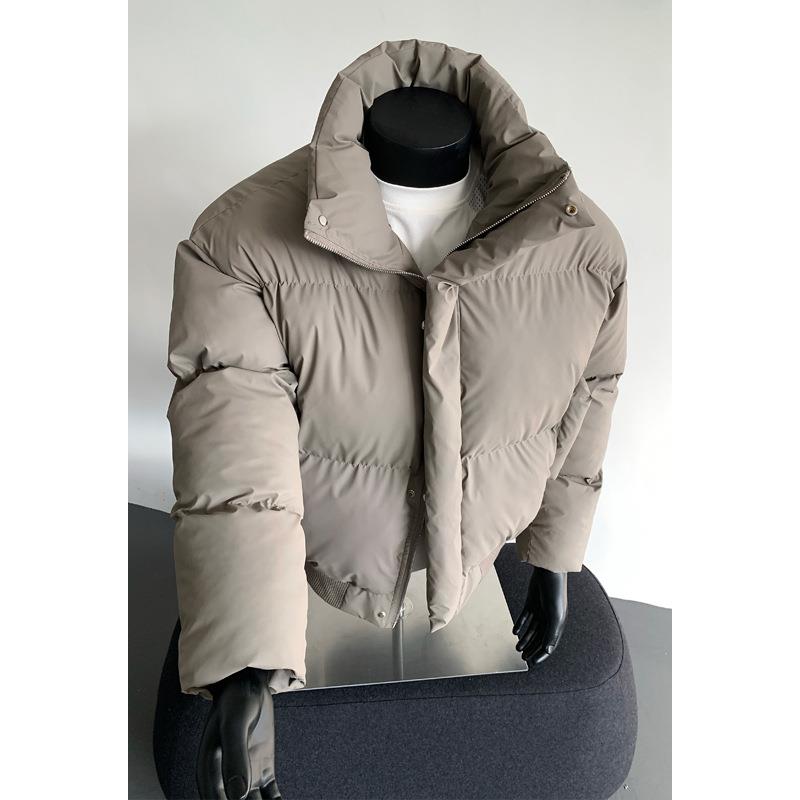 美式pu皮短款羽绒棉服男冬季潮牌cleanfit立领面包服保暖棉衣外套