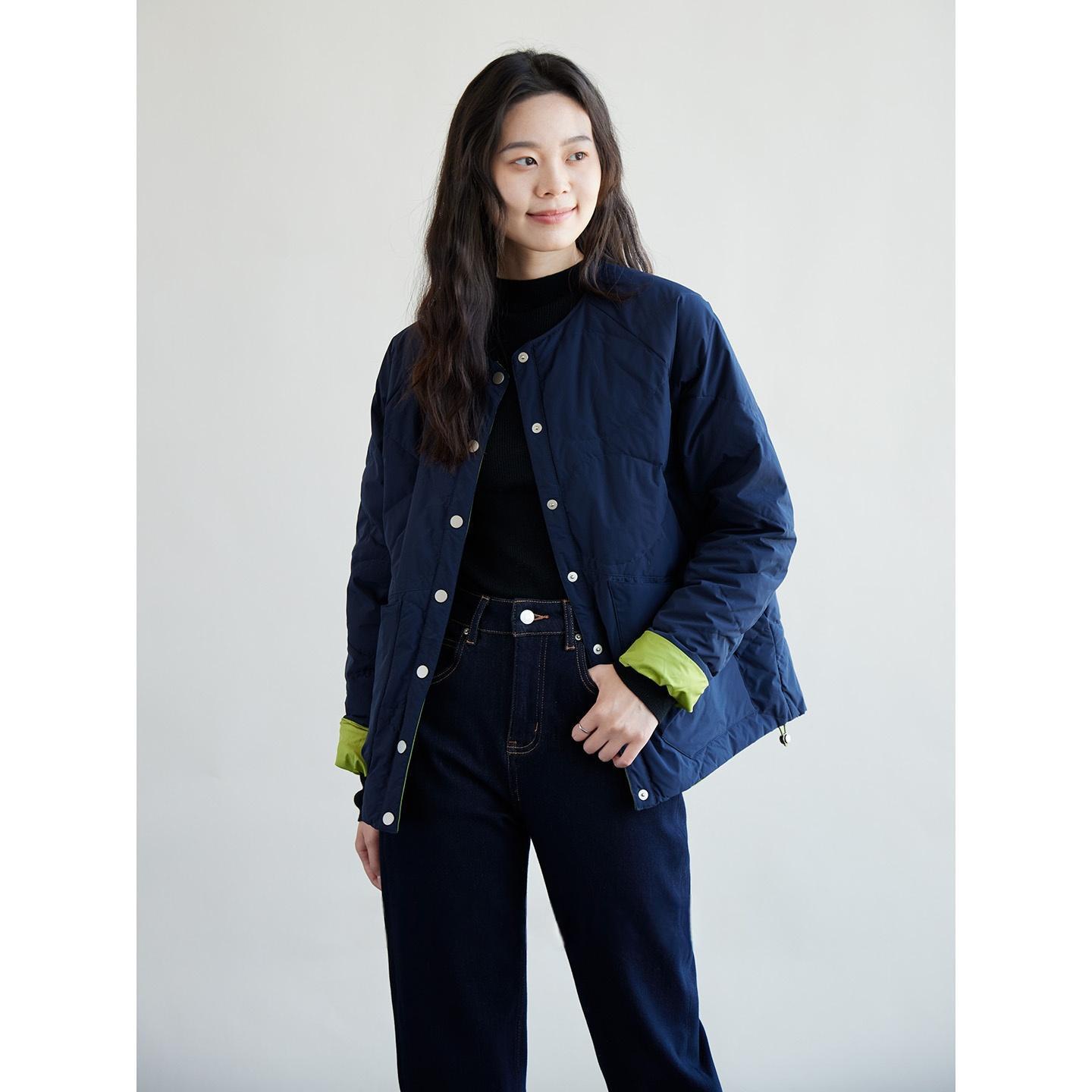 轻暖显瘦！正反双面穿 90白鹅绒圆领轻薄直筒羽绒服女秋冬G102904