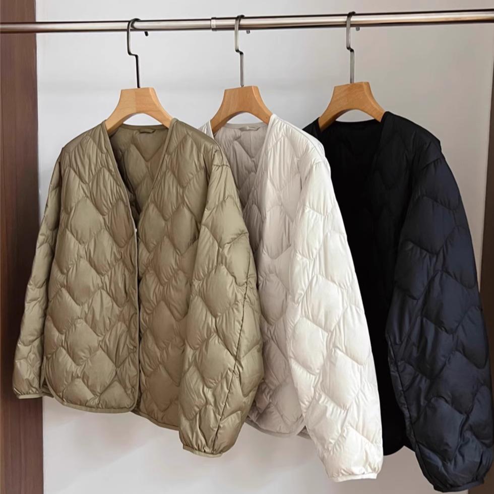 新国标90白鸭绒羽绒服及简菱格宽松显瘦羽绒2025秋冬新款F100716