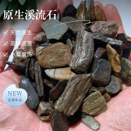 原生溪流石鱼缸底砂造景专用天然砂石水族箱底部石头水草装饰沙子