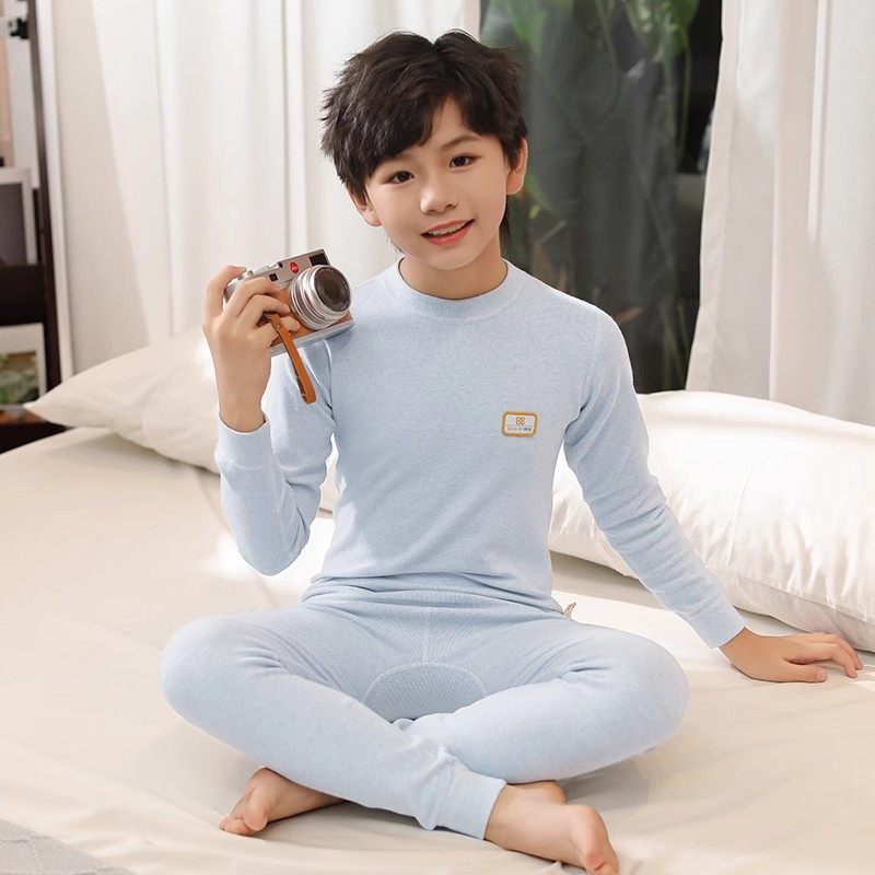 儿童纯棉保暖内衣女童立领秋衣秋裤套装男童a类无骨全棉衬衣衬裤