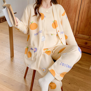 空气棉三件套月子服春秋季 1月份2住院 纯棉产后孕妇睡衣哺乳秋冬款