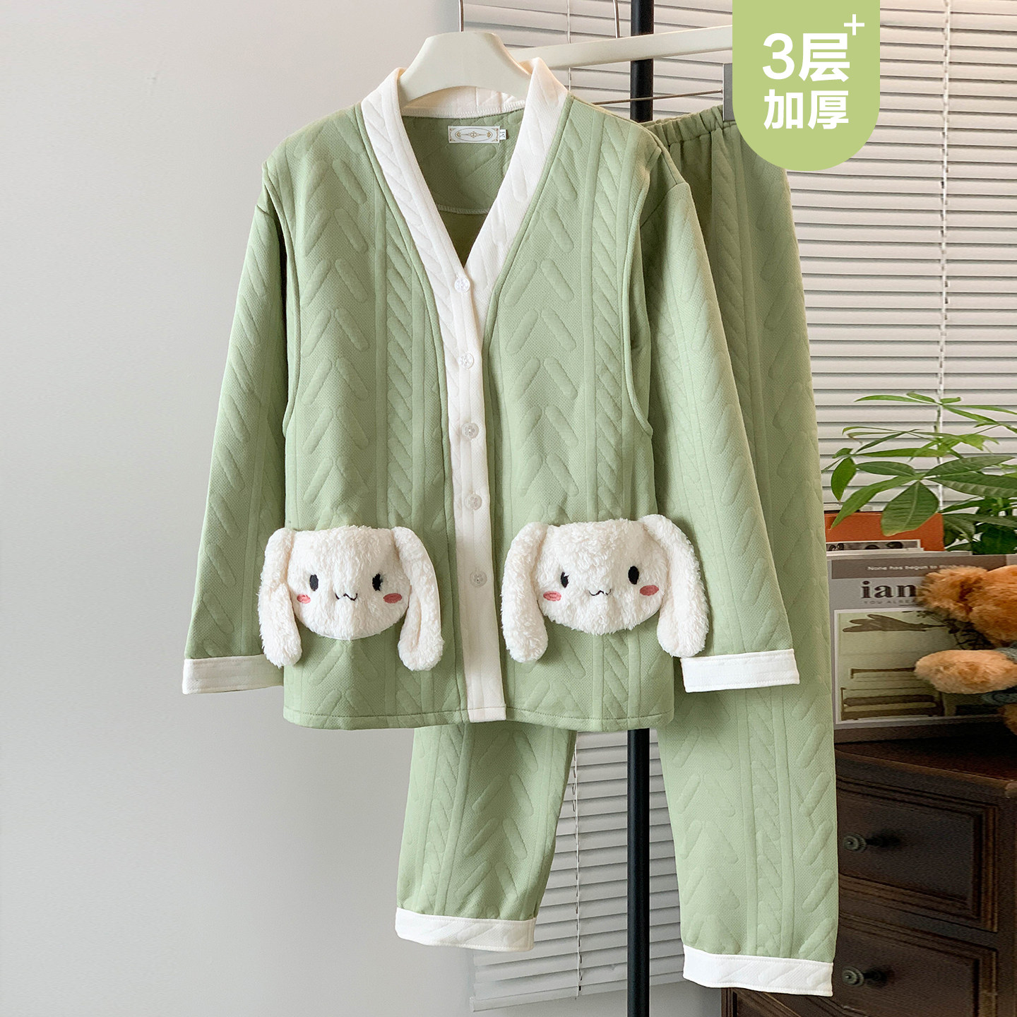 纯棉空气棉秋冬季月子服哺乳睡衣