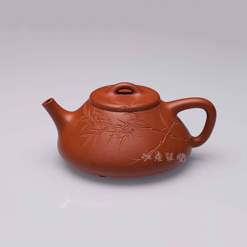 宜兴紫砂壶易彬【石瓢】纯手工精品原矿降坡泥260cc茶壶刻竹印砂