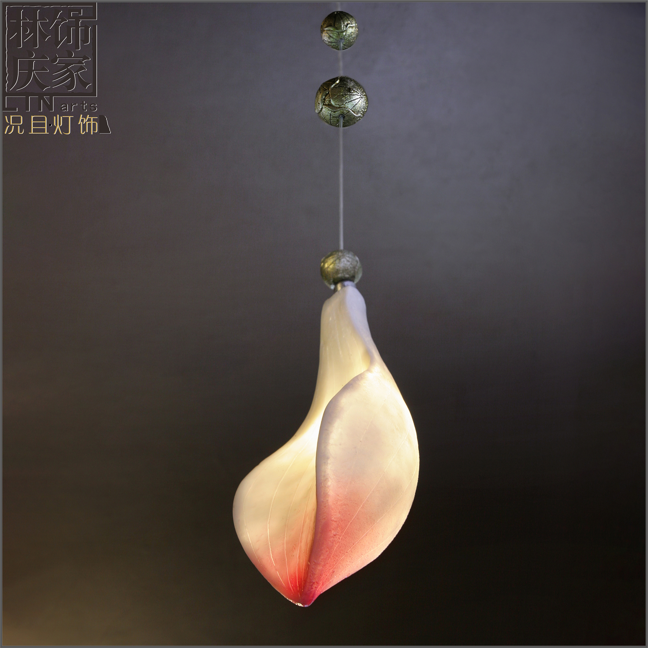 创意新中式荷花花瓣LED吊灯个性过道阳台玄关仿古树脂艺术装饰灯