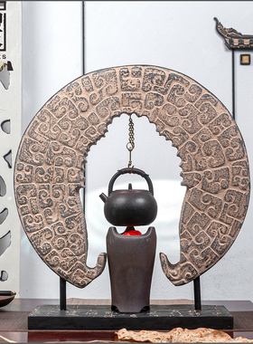 新中式禅意树脂吊壶架佛头空摆件