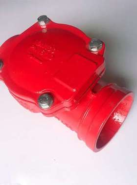 沟槽止回阀H84X-16橡胶瓣止回阀 红色消防用卡箍式止回阀