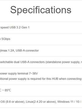 美国 WAVESHARE工业网卡 USB3.2-Gen1-HUB-2IN-4OUT