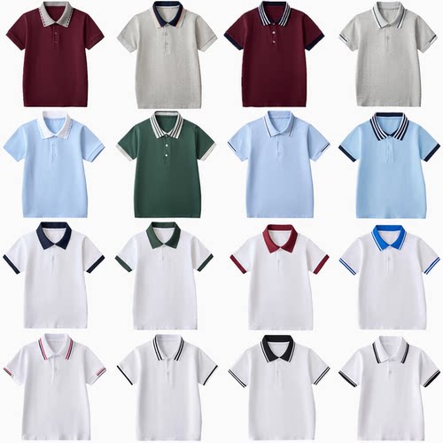 小学生夏校服短袖t恤polo衫班服