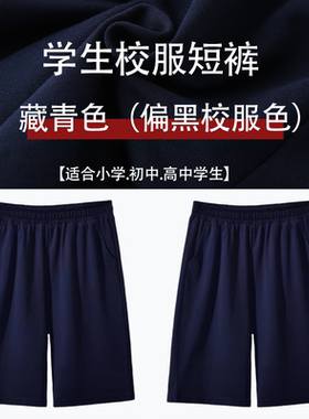 儿童校服裤子藏青色中小学生男女童深蓝色夏季薄款中大童运动短裤