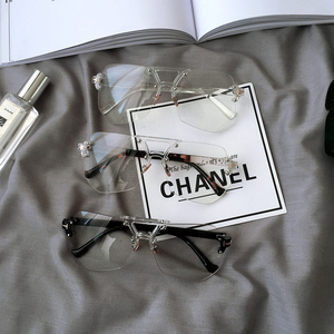 个性多边形不规则透明无框眼镜男女韩版复古网红装饰平光眼镜架潮