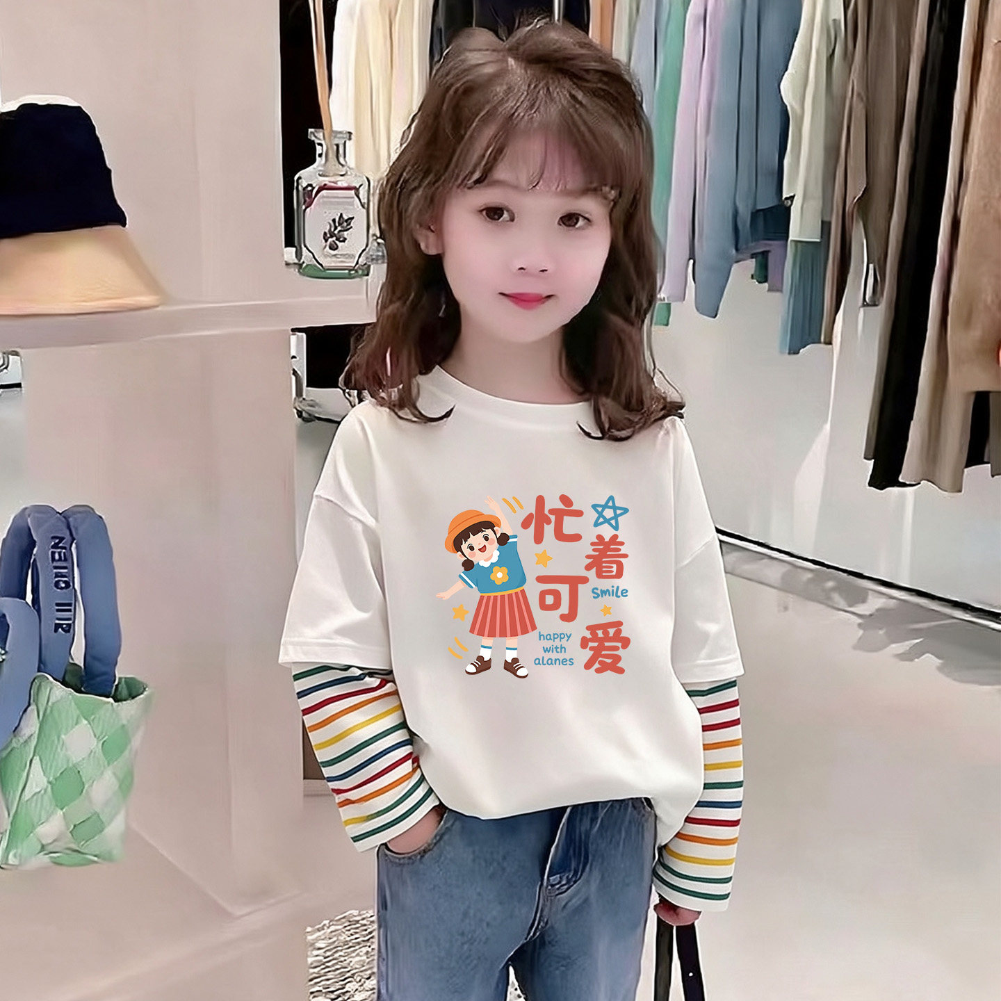 春秋季新款男童女童纯棉长袖T恤儿童洋气打底衫潮宝宝薄款上衣服