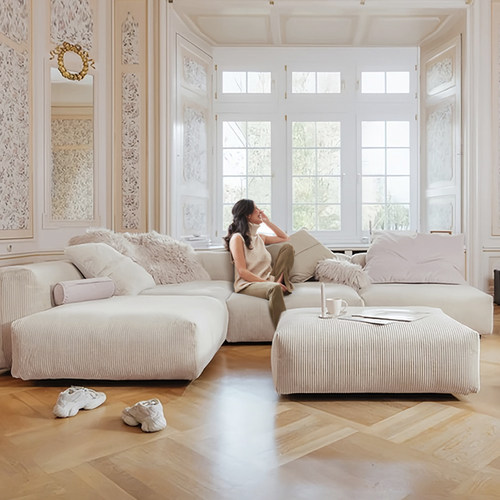 灯芯绒模块自由组合乳胶布艺沙发