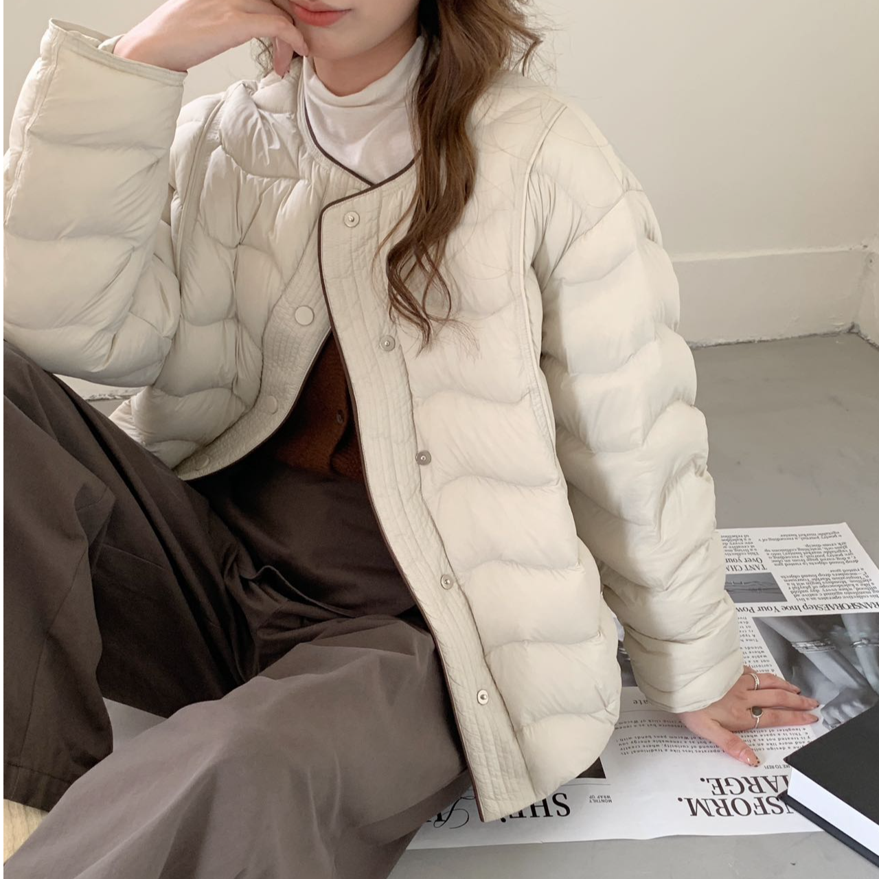 【晨曦Rachel】衣长59起 新款短款轻薄款泡芙面料款羽绒服85018