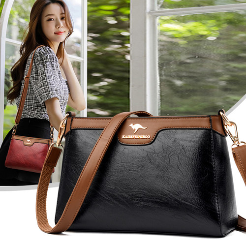 袋鼠中年妈妈包软皮软真皮女包