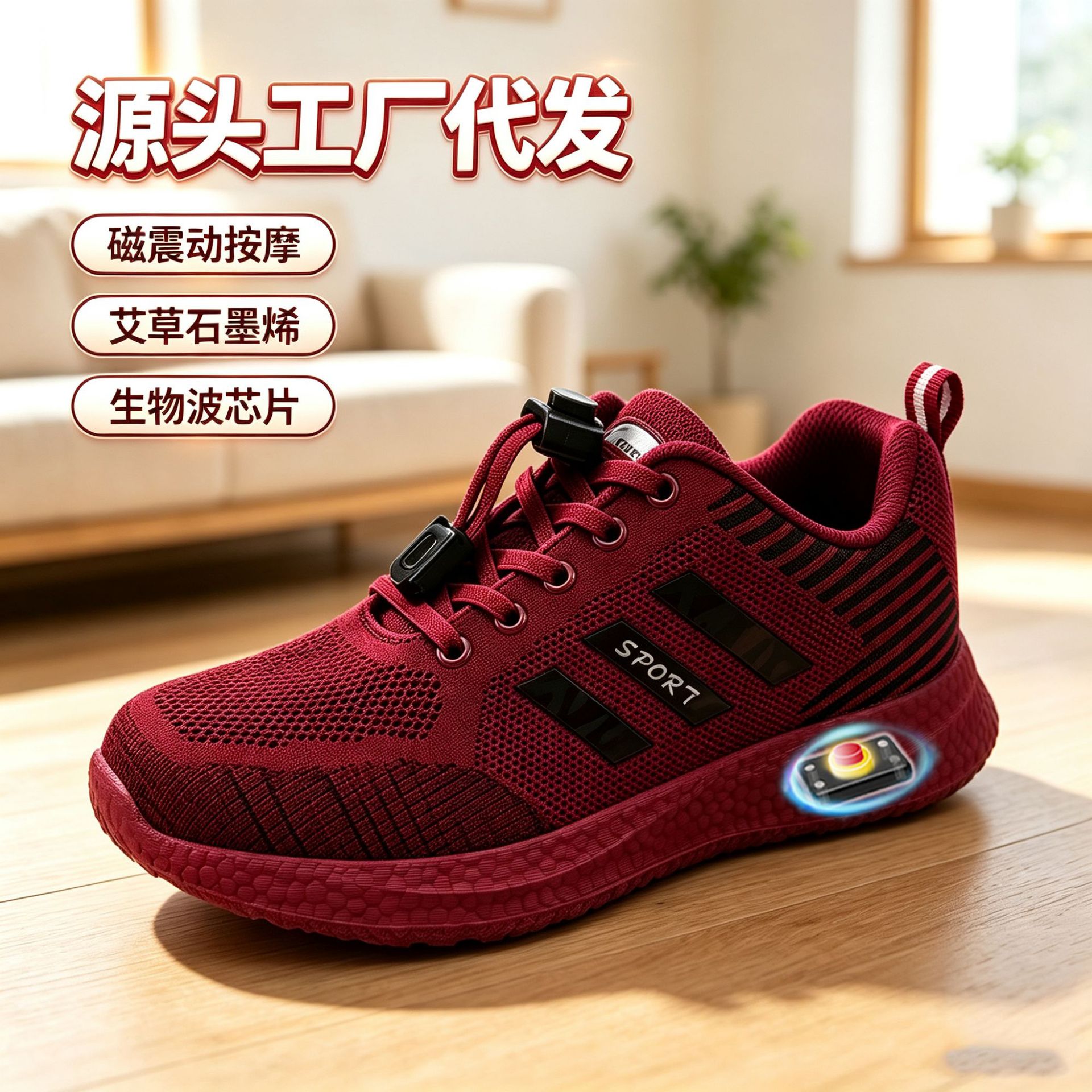 秋季中老年妈妈鞋艾草超轻健步鞋老爹鞋