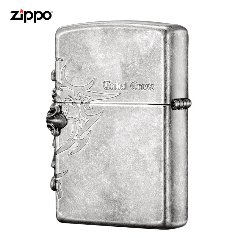 芝宝zipoo防风煤油打火机ZBT-1-33a黑冰侧十字架经典复古男士